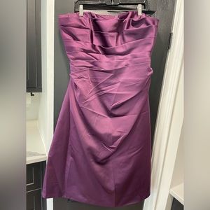 Strapless silk knee length dress